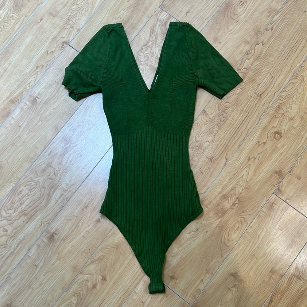 Abercrombie Light Green V-Neck Bodysuit